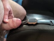 Cumshot on Girlfriend's Apple Watch with Shiny Black Band (Wristwatch Fetish) 7/16