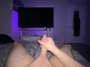 Edging my creamy cock until the condom slides off // loud moaning // cumshot 2/16
