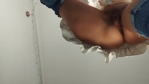 Latin hairy pussy tries on clothes in bed. Hairy brunette pussy, big tits, sensual hairy woman