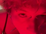 Girl plays with purple rubber dildo 3/16