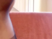 Hot blonde milf in a slutty schoolgirl costume touches her pussy and opens her legs wide 5/16