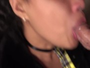 My stepsister moans with pleasure as she chokes on my cock n' sticks out her tongue waiting for cum 10/16