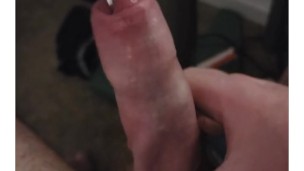 Uncut Guy Plays With Pierced Dick Leaking Precum