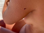 Teen with small saggy tits showing off to strangers on a public beach 1/16