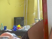 girl in stockings fucks herself with a dildo and cums loudly 15/16