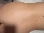 Smoke show blond bent over the bed creaming on cock 8/16