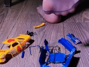 Crushing miniature model cars covered in baby oil wearing my nylon stockings 16/16