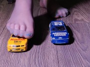 Crushing miniature model cars covered in baby oil wearing my nylon stockings 2/16