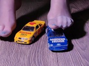 Crushing miniature model cars covered in baby oil wearing my nylon stockings 3/16