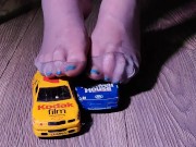 Crushing miniature model cars covered in baby oil wearing my nylon stockings 6/16