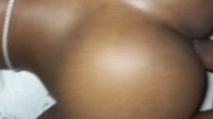 Slim thick ass petite ebony teen rides and gets backshots