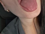 In the car, she sat with her pussy in front of the camera. Pussy close-up 1/16