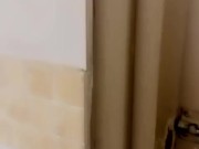 Hot blonde milf plays with anal plug in public restroom, makes ass - mouth 1/16