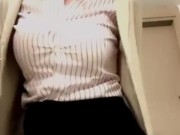 Hot blonde milf plays with anal plug in public restroom, makes ass - mouth 10/16