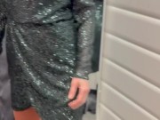 In the store I try on clothes and undress. Without panties in stockings. 10/16