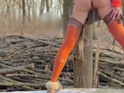 Flashing a pussy in the park while passing boys watch 5/16