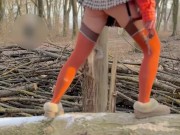 Flashing a pussy in the park while passing boys watch 6/16