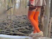 Flashing a pussy in the park while passing boys watch 7/16