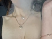 Smoking with bare tits, red lips 1/16