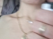 Smoking with bare tits, red lips 12/16