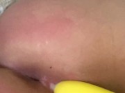 Toying with my needy creamy pussy