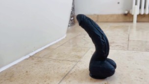 I squeeze a huge BBC Dildo inside me