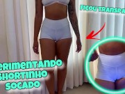 Trying on POUNDED Shorts - JOI - Cumming on a BIG DICK 16/16