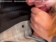 Horny Girl play with Cock in Fast Food Restaurant - risky public Blowjob