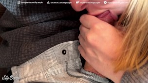 Horny Girl play with Cock in Fast Food Restaurant - risky public Blowjob