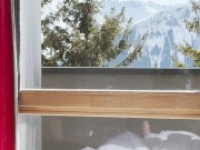 Waking up in the mountains and jerking to a cumshot in front of the bedroom window.