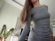 Step Mom caught Step Son with boner while cleaning and helped him cum on her big round ass 5/16