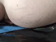 Cumshot on Girlfriend's Shiny Black Rainbow Leggings 14/16
