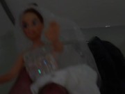 Baby Sue masturbates in a wedding dress with cum on her face. Playing with dolls..mp4 10/16