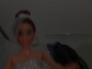 Baby Sue masturbates in a wedding dress with cum on her face. Playing with dolls..mp4 11/16
