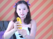 Now I understand why minions like bananas so much, fingering my tight pussy is not enough for me 3/16