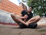 Sexy outdoor handjob with the wind gently but passionately caressing the cock 11/16