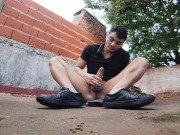 Sexy outdoor handjob with the wind gently but passionately caressing the cock 7/16