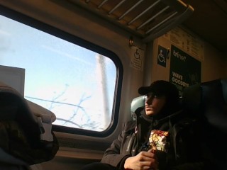 Solo Masturbation on The Train in Public