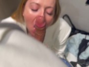 Blonde sucks cock in the fitting room for gifts