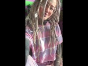 Naughty Hippie fingering herself, solo on the couch 13/16