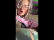 Naughty Hippie fingering herself, solo on the couch 16/16