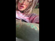 Naughty Hippie fingering herself, solo on the couch 5/16