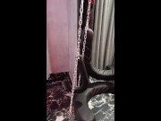 BDSM hotel, fuck machine, bondage, sperm on face 2/16