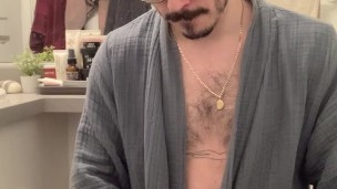 Bulging in my robe and jerking off