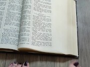 Using my long finger toes to flip through the pages of a Bible with my clean barefeet 10/16