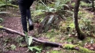 BLOND TWINK PISSES AND CUMS IN PUBLIC DURING A WALK IN THE FOREST