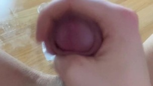Femboy is jerking off his huge cock