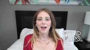 Watch this 5 foot 11 ginger with a trimmed pussy suck cock and eat ass