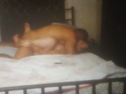 Watching my video of my hot Latino thug roommate fucks my pussy and I cum all over him while I moan 13/16