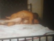 Watching my video of my hot Latino thug roommate fucks my pussy and I cum all over him while I moan 14/16